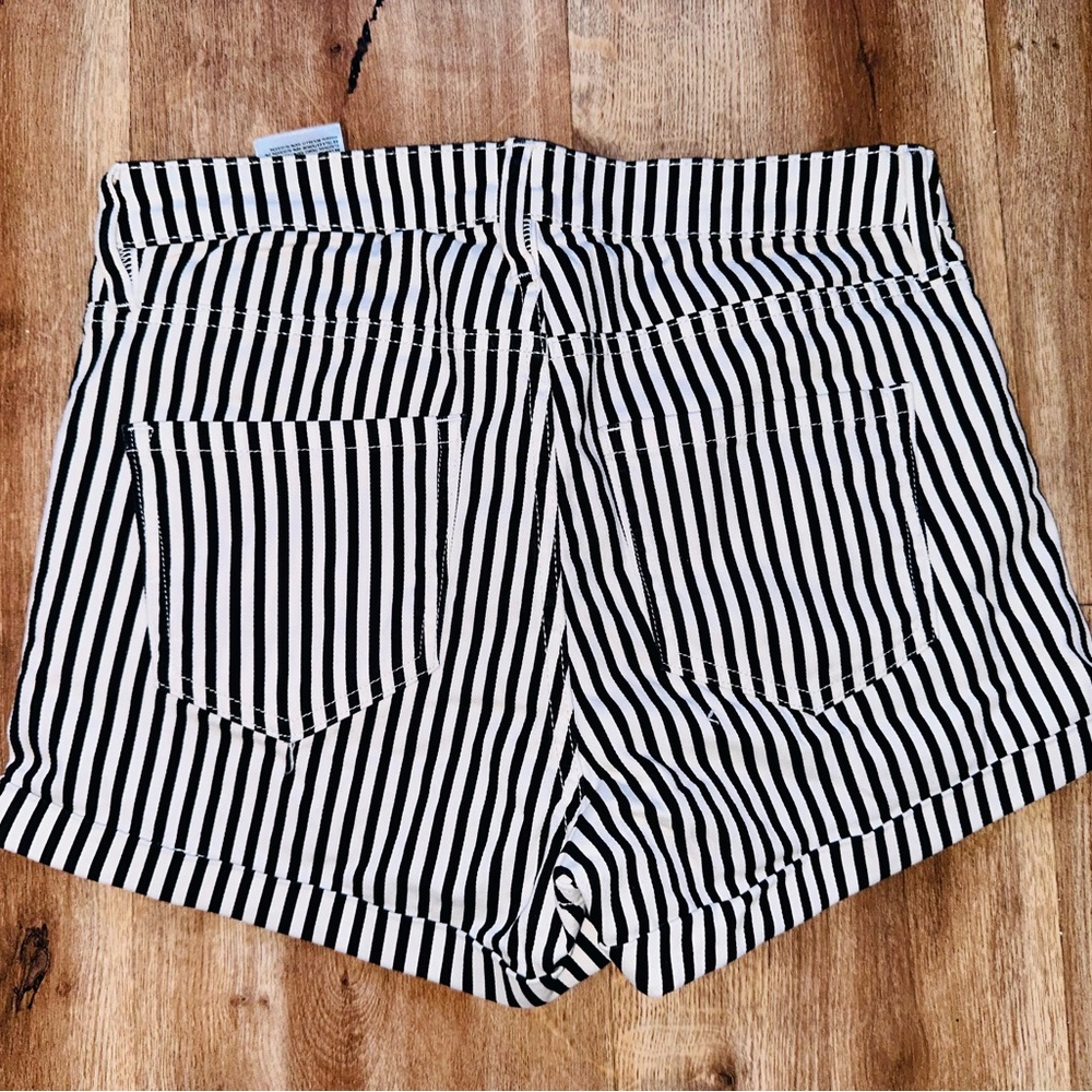 H&M Black and White Bermuda Shorts with Stripes